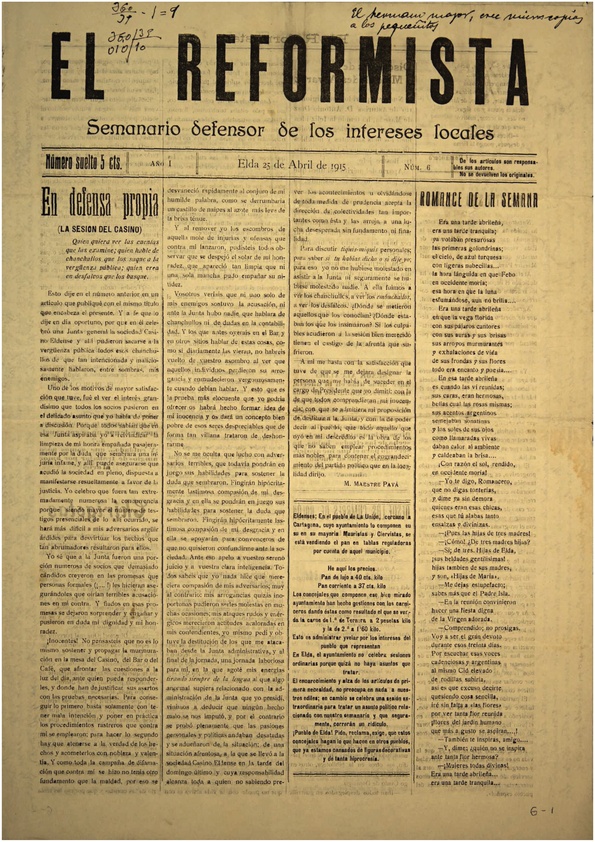 EL REFORMISTA Nº 6 AÑO 1915